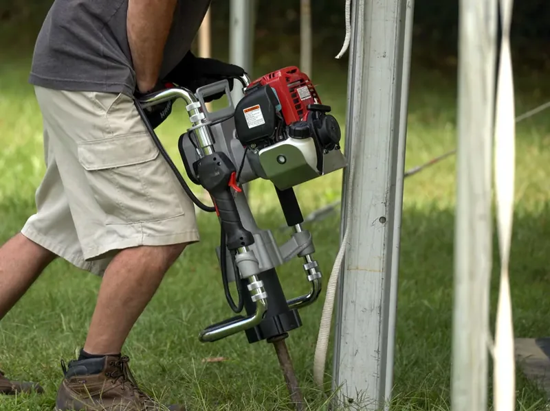 PGD3200X driving stakes in the field