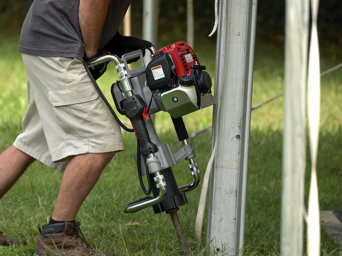 PGD3200X driving stakes in the field
